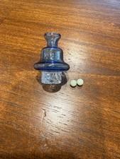 Glass Airflow Directional Spinner Bowl Cap - Wide 25mm Blue w/ Glow Beads picture