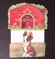 1920S VINTAGE VALENTINE MECHANICAL CARD BOSTON TERRIER BULLDOG KENNEL Z8405 picture