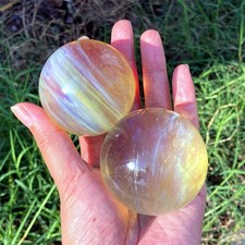 50-60mm Wholesale Polished Yellow Smelting Sphere Good Pattern Clearly Ball Gift picture