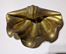 VTG Hollywood Regency Brass Tridacna Clam Shell Trinket Dish MCM 5.5
