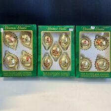 Vintage Commodore Christmas Classics Hand Decorated Glass Ornaments European Set picture