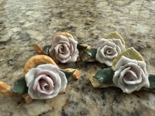Vintage 1920-1940 Porcelain Rose Place Holders- Set Of 4 picture
