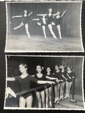 2x Vintage B&W Photos Ballet Class Concert Dancers Barre Stage picture