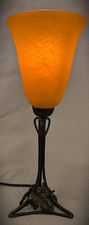 French Art Deco Wrought Iron Lamp With a Glass Shade Signed Daum Nancy picture