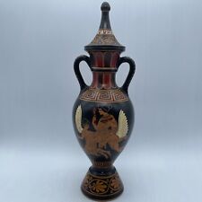 Ancient Greek Black Figure Panathenaic Amphora Prize Vessel-Made in Greece-Vtg picture
