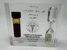 Vtg 1969 Aminoil Kuwait Desulfurizer Dedication Lucite Oil Paperweight picture