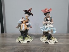 Vintage Capodimonte Porcelain Figurines - Boy with Bagpipes and Girl with Lamb picture