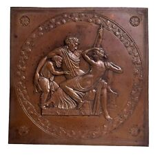 Geras (Senectus) & Hebe Greek Mythology Bronze High Relief Copper Tile 5.5 x 5.5 picture