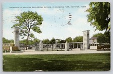Vintage Houston Zoo Entrance Postcard Hermann Park Texas 1963 EKCKO-CHROME picture