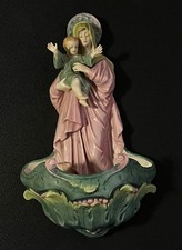 Vintage Bisque Porcelain Holy Water Font Madonna and Child 8