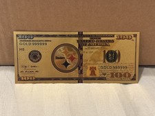 Pittsburg Steelers Football Gold Foil Plated Novelty $100 Banknote Collectible picture