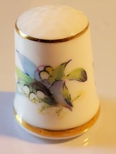 Vintage Nashville Thimble bone china gold gilding floral design box7 picture