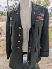 US Army Class A Dress Green MAJOR O4 LOADED Ribbons Badges Vietnam Era MT9 picture
