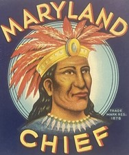 Antique 1920s Maryland Chief Beans Label 🥫 Large 13