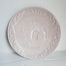 Frankoma Pottery 1972 Easter Plate Tulsa Tomb Stone Resurrection Oral Roberts picture