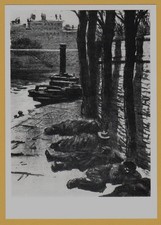 1964 Homeless Night Paris People sleeping Soviet Social Realism Art Postcard picture