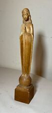 vintage hand carved wood religious Virgin Mary statue sculpture figural art picture