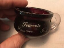 HAMMOND, INDIANA Vintage Ruby Glass Souvenir Cup, Circa 1910 picture