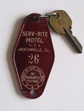 VINTAGE SERV-RITE MOTEL JACKSONVILLE IL ROOM KEY RETURN TAG picture