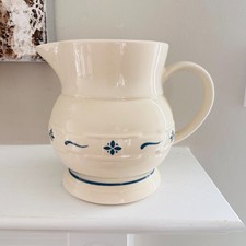 Longaberger Pottery Woven Traditions Classic blue pitcher 2 Quart 64oz picture