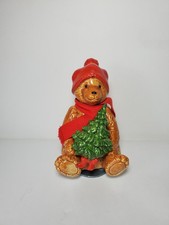 Vintage Schmid Ceramic Christmas Musical Teddy Bear Tree Music Box 1984 OG Box picture