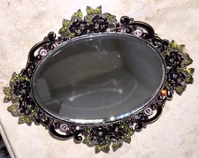 MCM Hollywood Regency Jeweled Perfume Tray Pink Purple Rhinestone Dresser Mirror picture