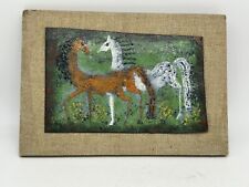 Enameled Mid Century Copper Plaque, Horses, MCM, French picture