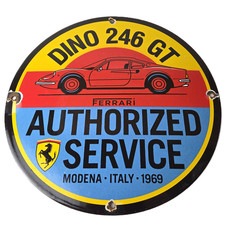 Vintage Ferrari Dino 246 GT Gas Sports Car Sign - Auto Dealer Gas Porcelain Sign picture