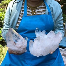 2 pieces 5.03LB Natural Transparent White Quartz Crystal Cluster Specimen 6735 picture