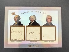 Pieces Of The Past Washington, Jefferson, Adams Handwritten Triple Relic #30/50 picture