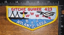 Gitcha Gumee Lodge 423 S3C Atlantic Area Order of the Arrow BSA Flap Patch picture