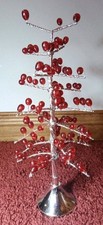 Vintage Red Berry Silver Metal Wire Tree Centerpiece, Mantel Table Top 13.5”NICE picture