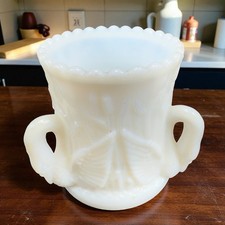 Westmoreland Milk Glass Triple Swan Handled Toothpick Holder Small Vase Dish VTG picture