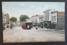 Main Street Showing Trolley Winthrop ME Unposted DB Postcard picture