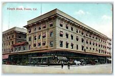 1910 Forsyth Block Exterior Roadside Fresno California CA Posted Horse Postcard picture