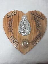 Olive Wood Handmade Holy Family  Home Blessing Decor W/Stones from Jerusalem. picture