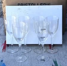 Lalique Ange Angel Wings Wine Champagne Crystal Glass Flute Set of 6 Glasses picture