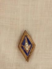 vintage turn of the 20th century Masonic square and compasses enamel lapel pin picture