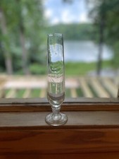 TOSCANY 8” BUD VASE FLORAL ETCHED WITH TWIST STEM LEAD CRYSTAL EXCELLENT COND picture