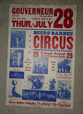 Vintage 1950s Cardboard Beers Barnes Circus Event Poster 26x17