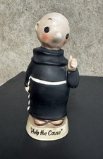 Vintage Japan Monk Friar Coin Bank Help the Cause Ceramic #8938 7” picture