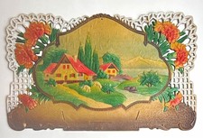 Vintage 1950s Western Germany 3D Wall Plaque Countryside Landscape Floral picture