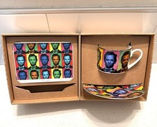 SIGNED Ron English Abraham Obama Ltd Ed Tea Cup Saucer Art Print Set 250 picture
