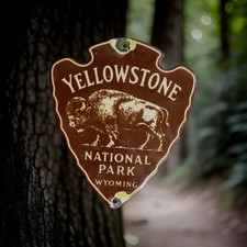 Vintage Yellowstone National Park Porcelain Sign Vintage, Est. 1872, RV Camping picture