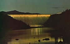 Fontana Highest Largest Dam at Night Western North Carolina NC Vintage Postcard picture