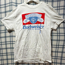 Budweiser  Vintage King of Beers White Graphic T-Shirt Breweriana Theme picture