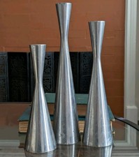 Vtg Set 3 Metal Tapered Candle Holder MCM Hourglass Brutalist Erika Pekkari Ikea picture