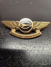 Tampa International Airport Pin Brooch Gold Tone Enamel Aviation Souvenir picture