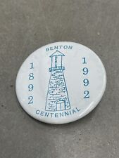 Vintage 1992 Benton Wisconsin Pinback Button Centennial Celebration White 2.25” picture