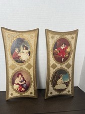 Vintage Lot Of 2 Italian Florentine Gilt Gold Wall Hangings Plaques 14.5